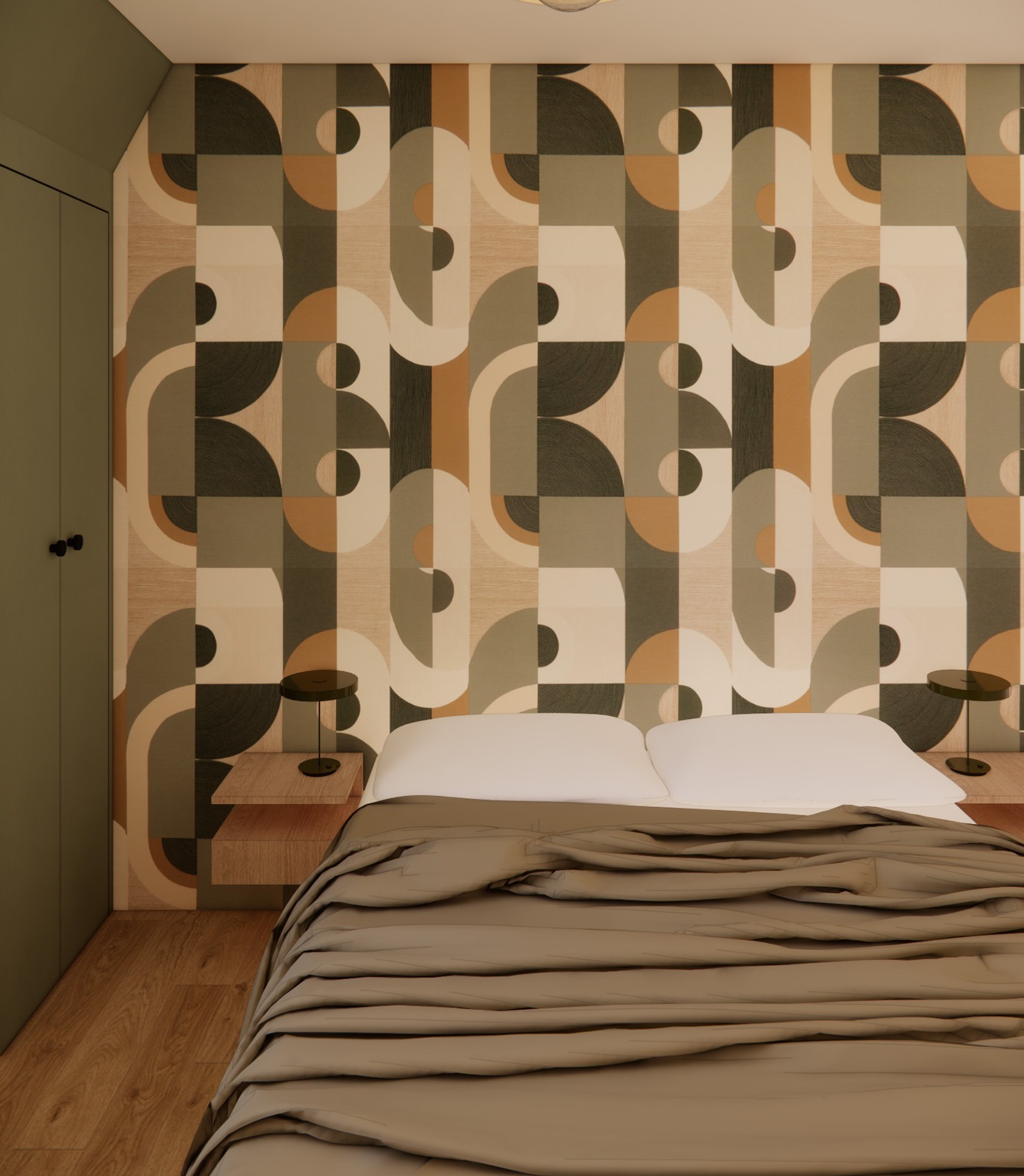 pose de papier peint géométrique